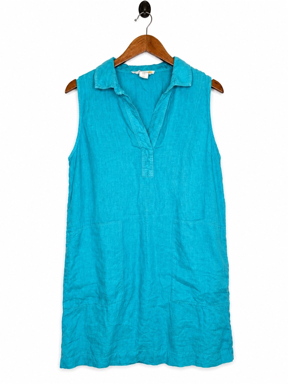 C&C California Size 10 Turquoise 100% Linen Tunic Dress Beach Cover Up